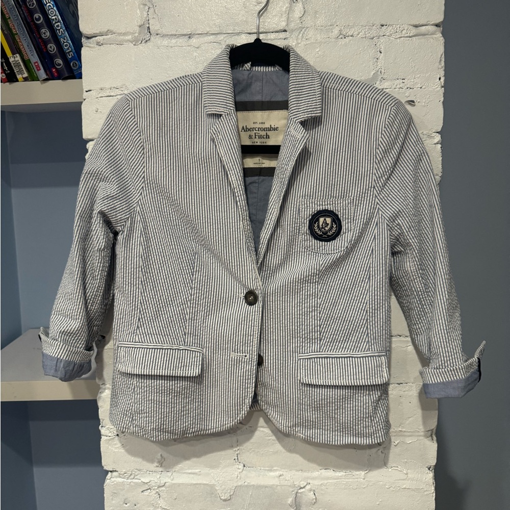 Abercrombie & Fitch Blue White Seersucker Stripe Sorority Blazer‎ Size Small
